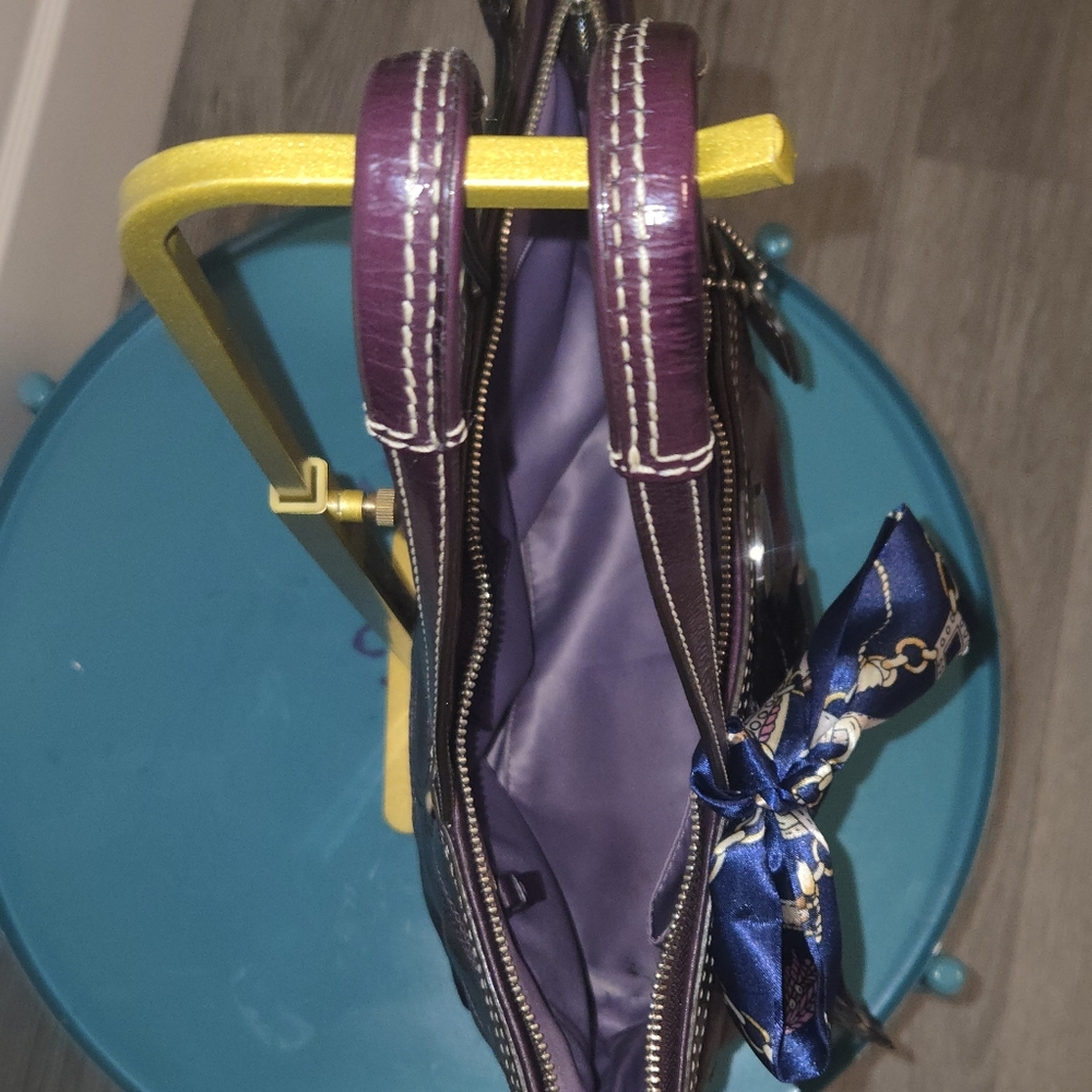 Coach Deep Purple Leather Tote - Picture 16 of 17